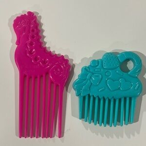 Vintage My Little Pony Combs Lot Pink Seahorse Pony Head + Teal Hearts